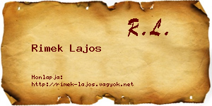 Rimek Lajos névjegykártya